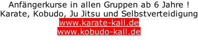 Anfängerkurse in allen Gruppen ab 6 Jahre ! Karate, Kobudo, Ju Jitsu und Selbstverteidigung www.karate-kall.de www.kobudo-kall.de
